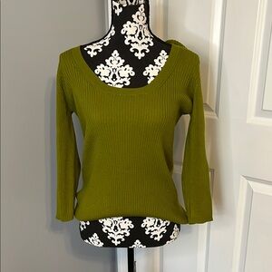 New York & Company Olive Green Scoop Neck Sweater